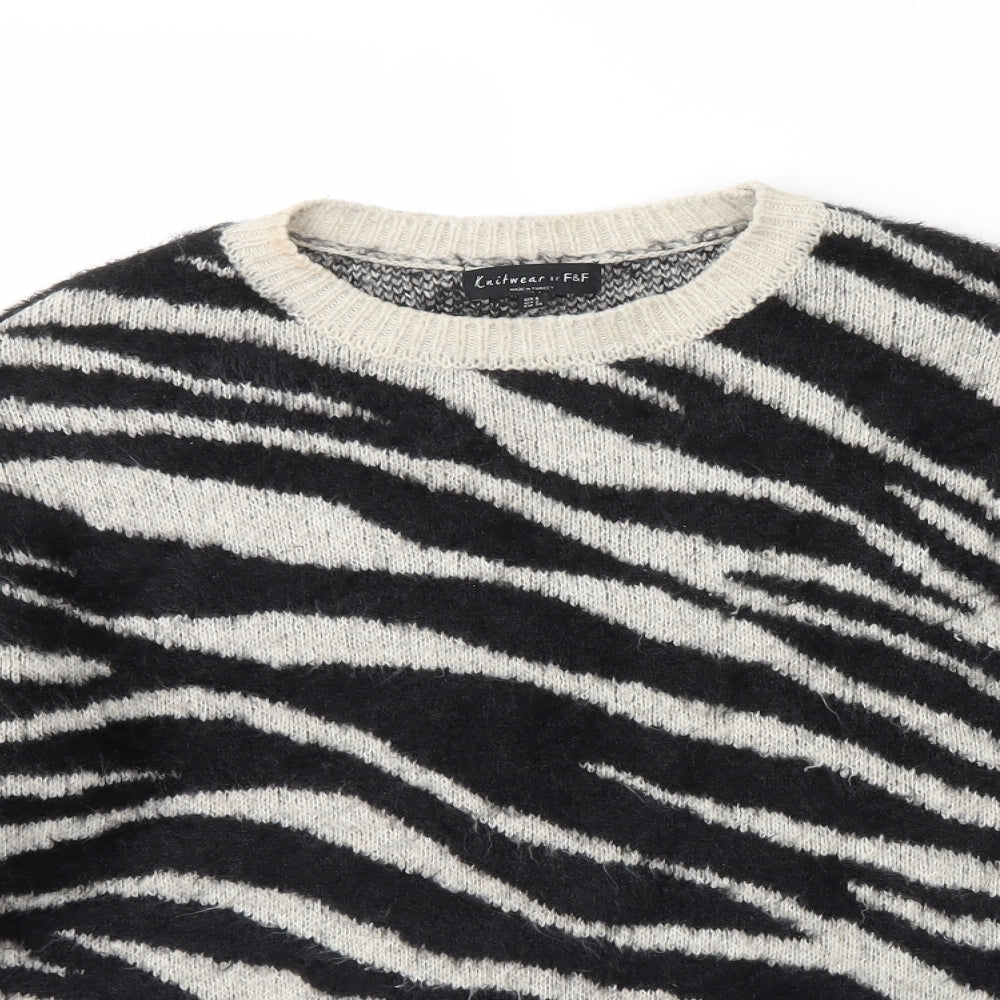 F&F Womens Ivory Animal Print  Pullover Jumper Size 6
