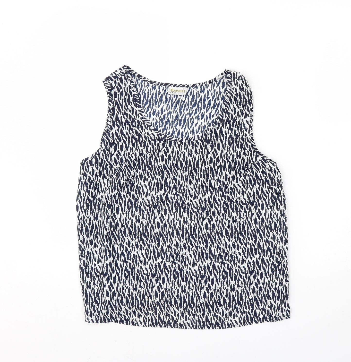 Roman Womens Blue Animal Print  Basic Tank Size 14