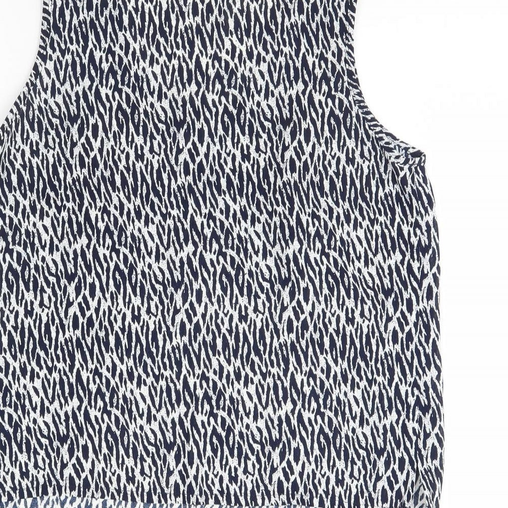 Roman Womens Blue Animal Print  Basic Tank Size 14