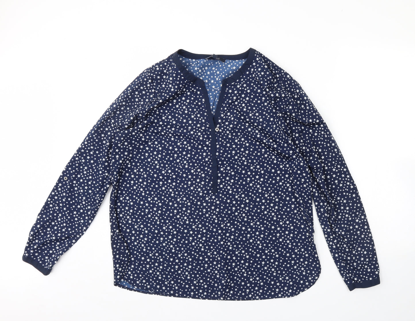 Daniel Hechter Womens Blue Polka Dot  Basic Blouse Size 14