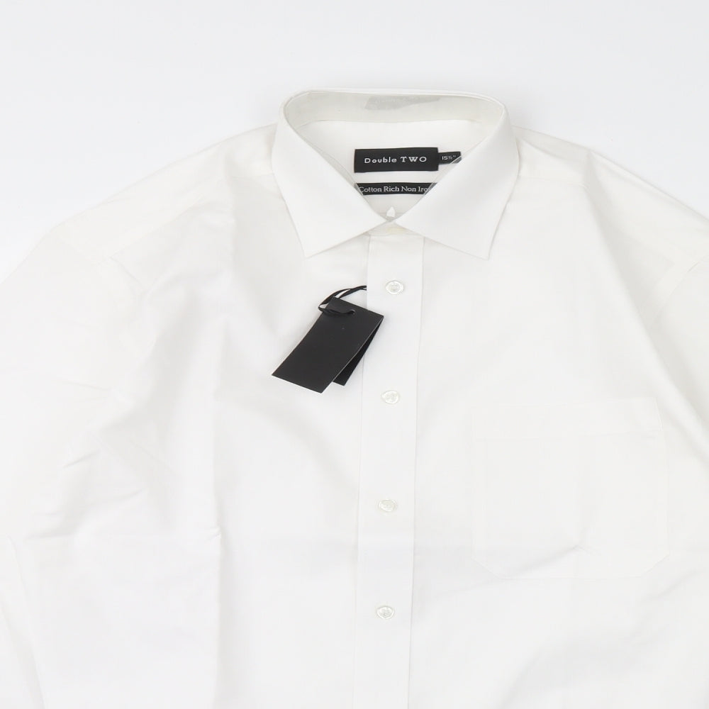 Double TWO Mens White    Dress Shirt Size 15