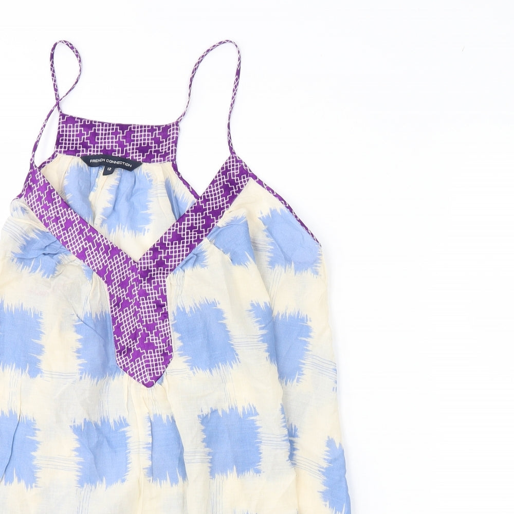 French Connection Womens Ivory Geometric  Basic Tank Size 12