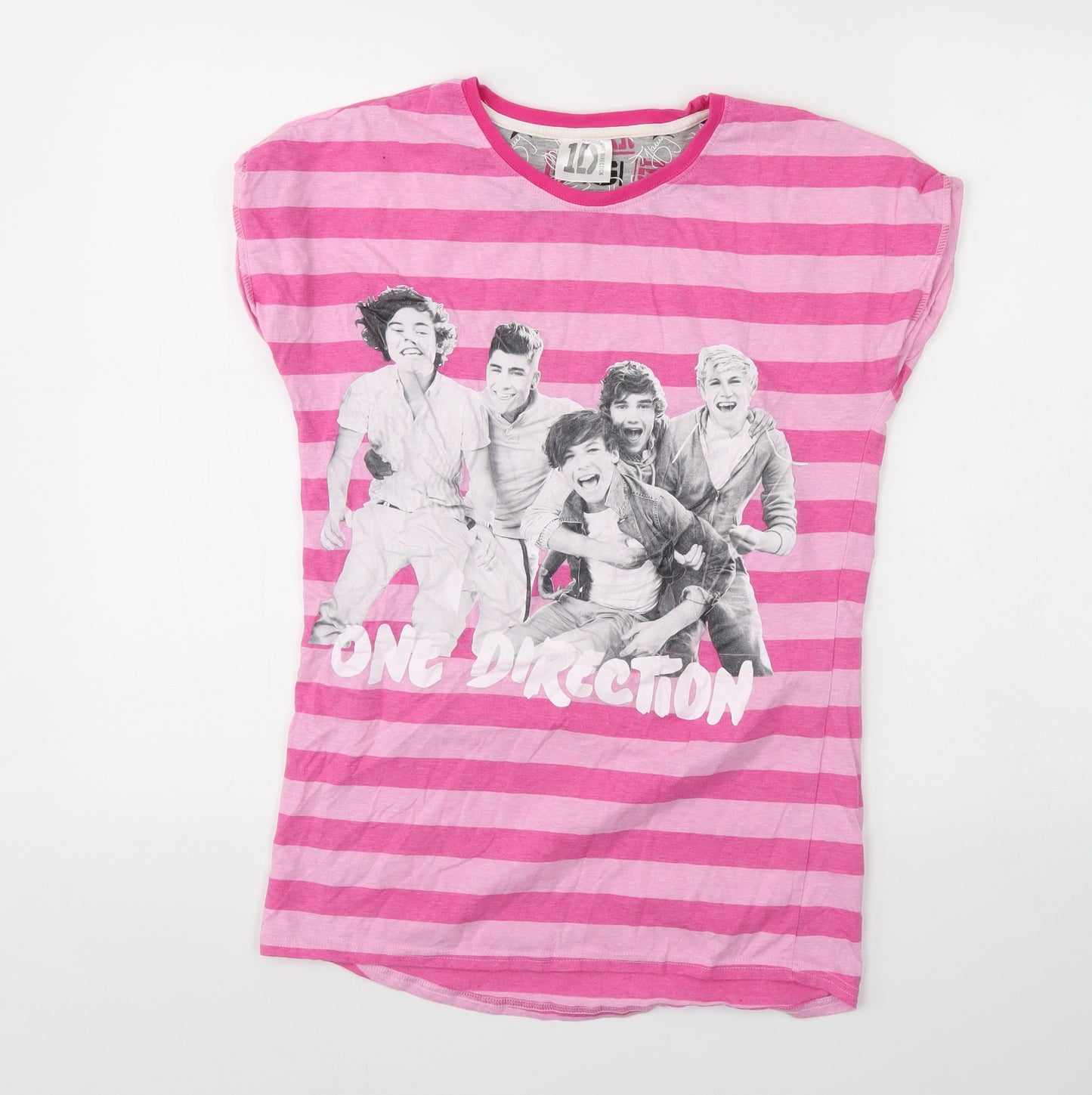 George Girls Pink Striped  Basic T-Shirt Size 13 Years  - ONE DIRECTION
