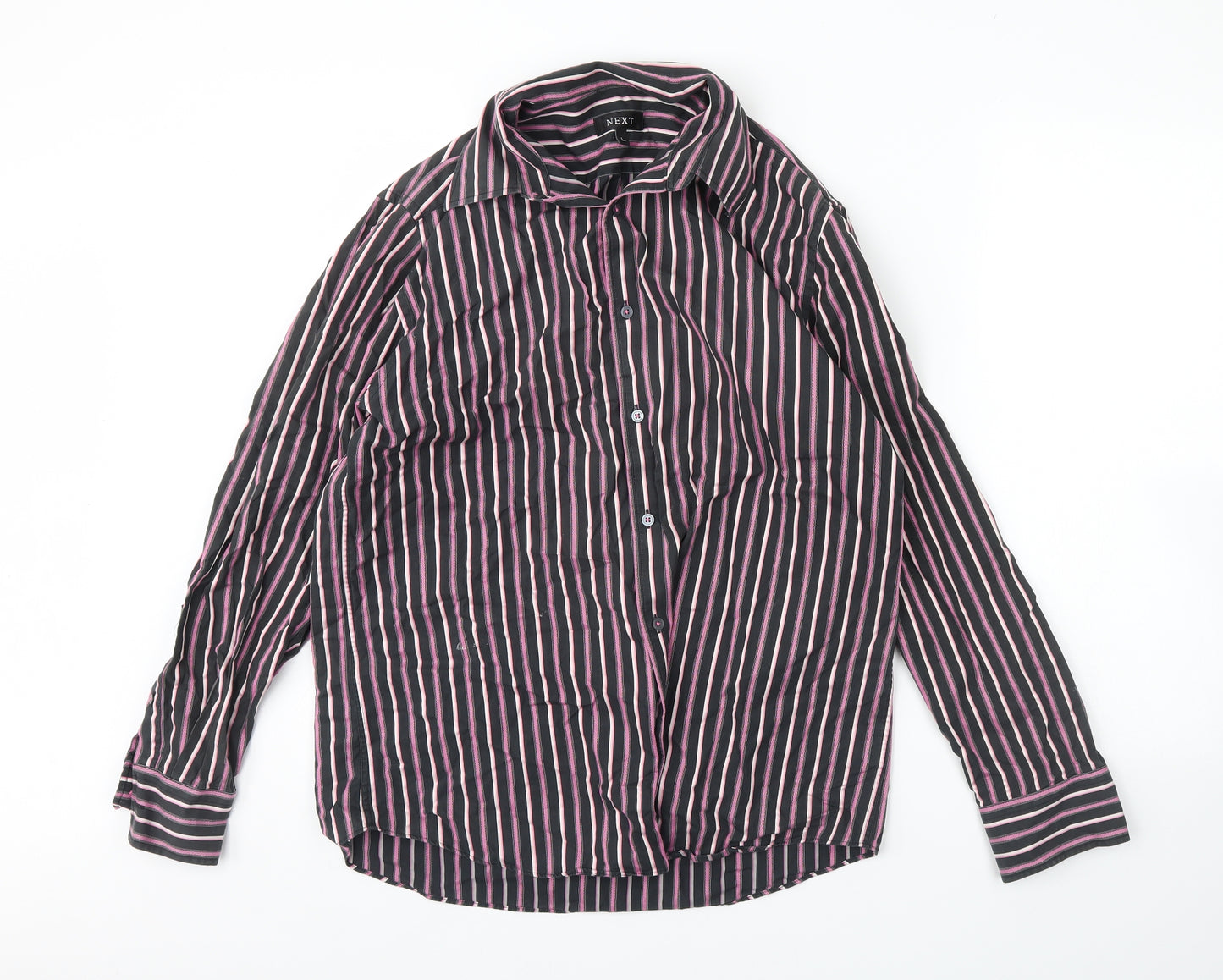 NEXT Mens Black Striped   Dress Shirt Size L