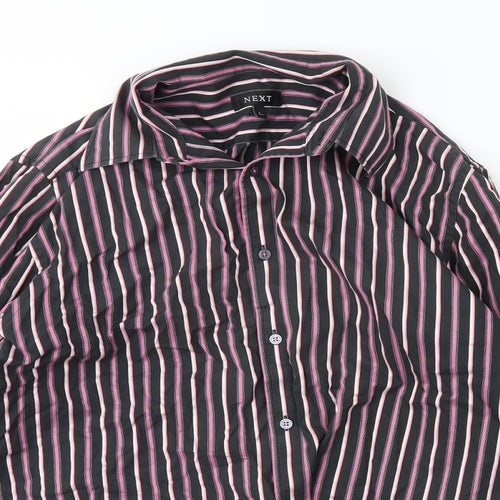 NEXT Mens Black Striped   Dress Shirt Size L