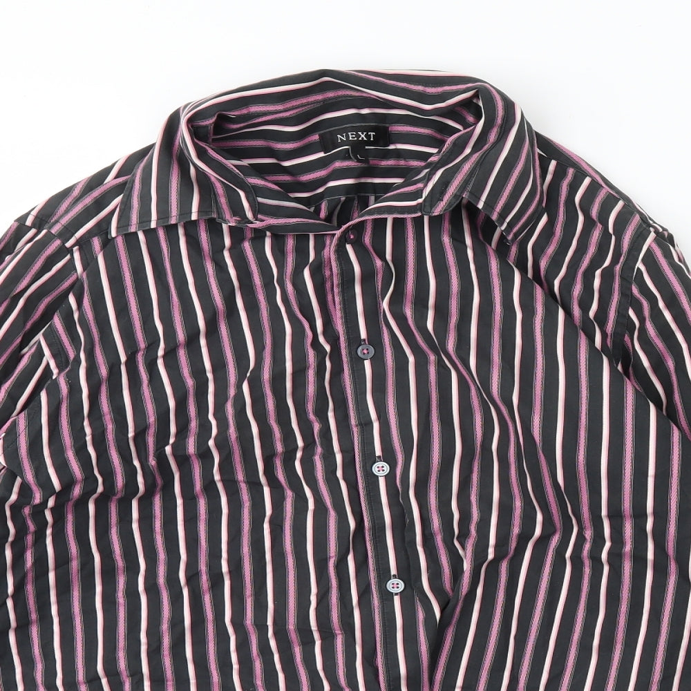 NEXT Mens Black Striped   Dress Shirt Size L