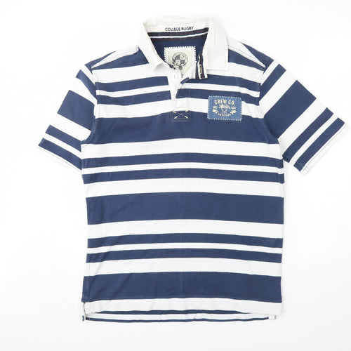 Crew Clothing Mens Blue Striped   Polo Size M