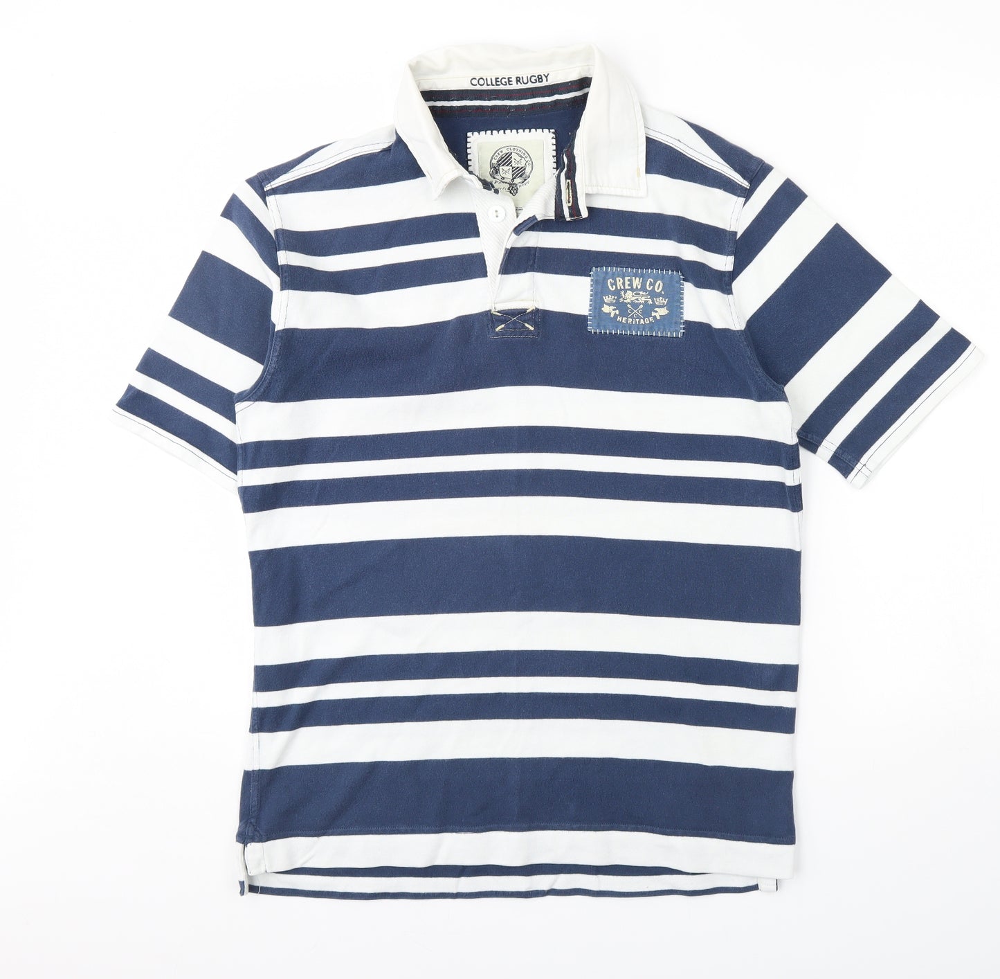 Crew Clothing Mens Blue Striped   Polo Size M