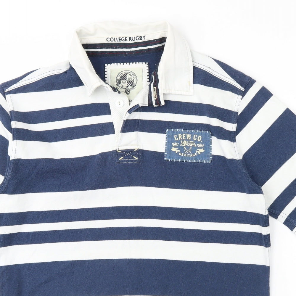Crew Clothing Mens Blue Striped   Polo Size M