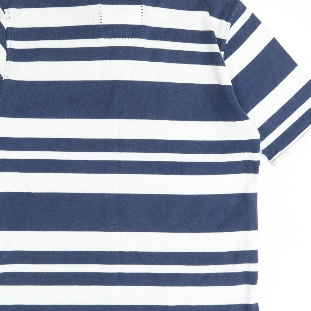 Crew Clothing Mens Blue Striped   Polo Size M