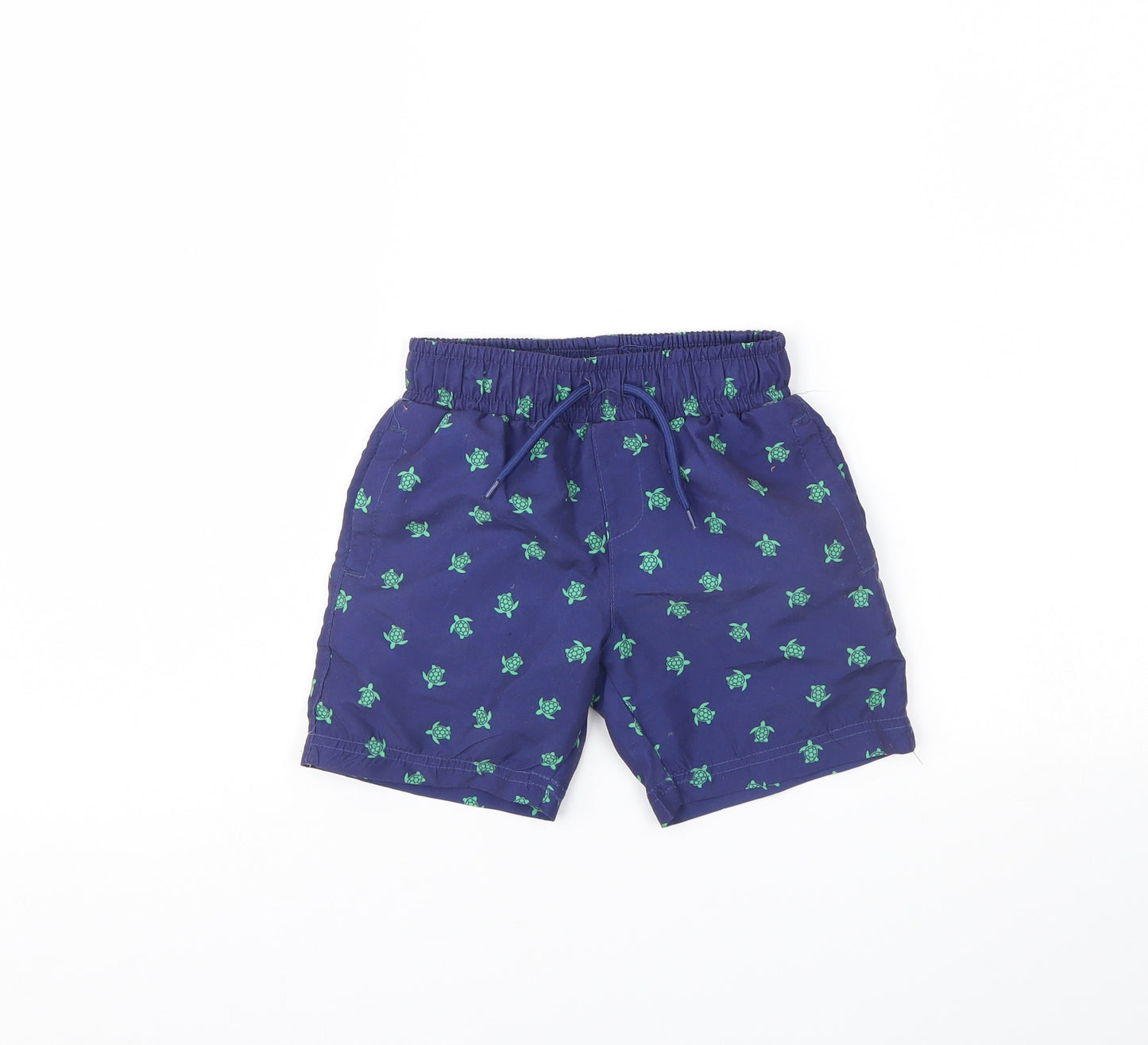 hello summer Boys Blue Animal Print  Bermuda Shorts Size 5 Years - turtle