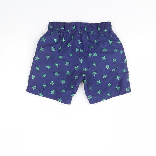 hello summer Boys Blue Animal Print  Bermuda Shorts Size 5 Years - turtle
