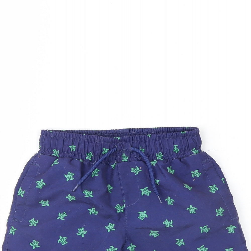 hello summer Boys Blue Animal Print  Bermuda Shorts Size 5 Years - turtle