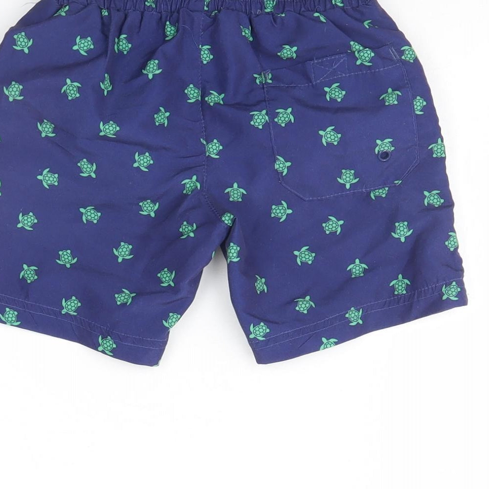 hello summer Boys Blue Animal Print  Bermuda Shorts Size 5 Years - turtle
