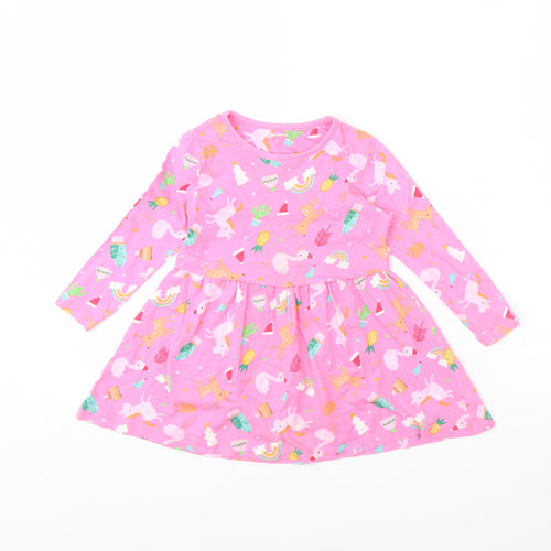 George Girls Pink Animal Print  Fit & Flare  Size 2 Years  - Unicorn