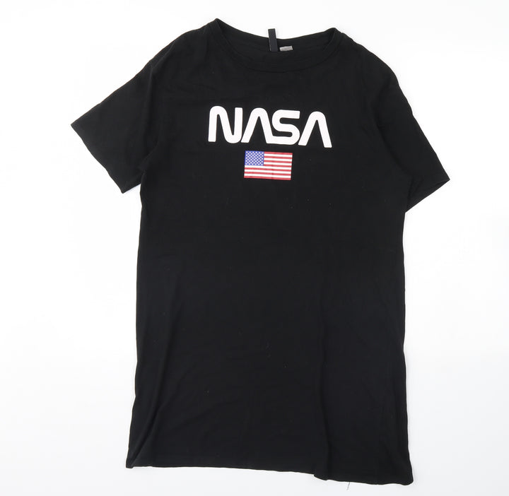 Divided Womens Black T-Shirt Dress Size 6 - NASA