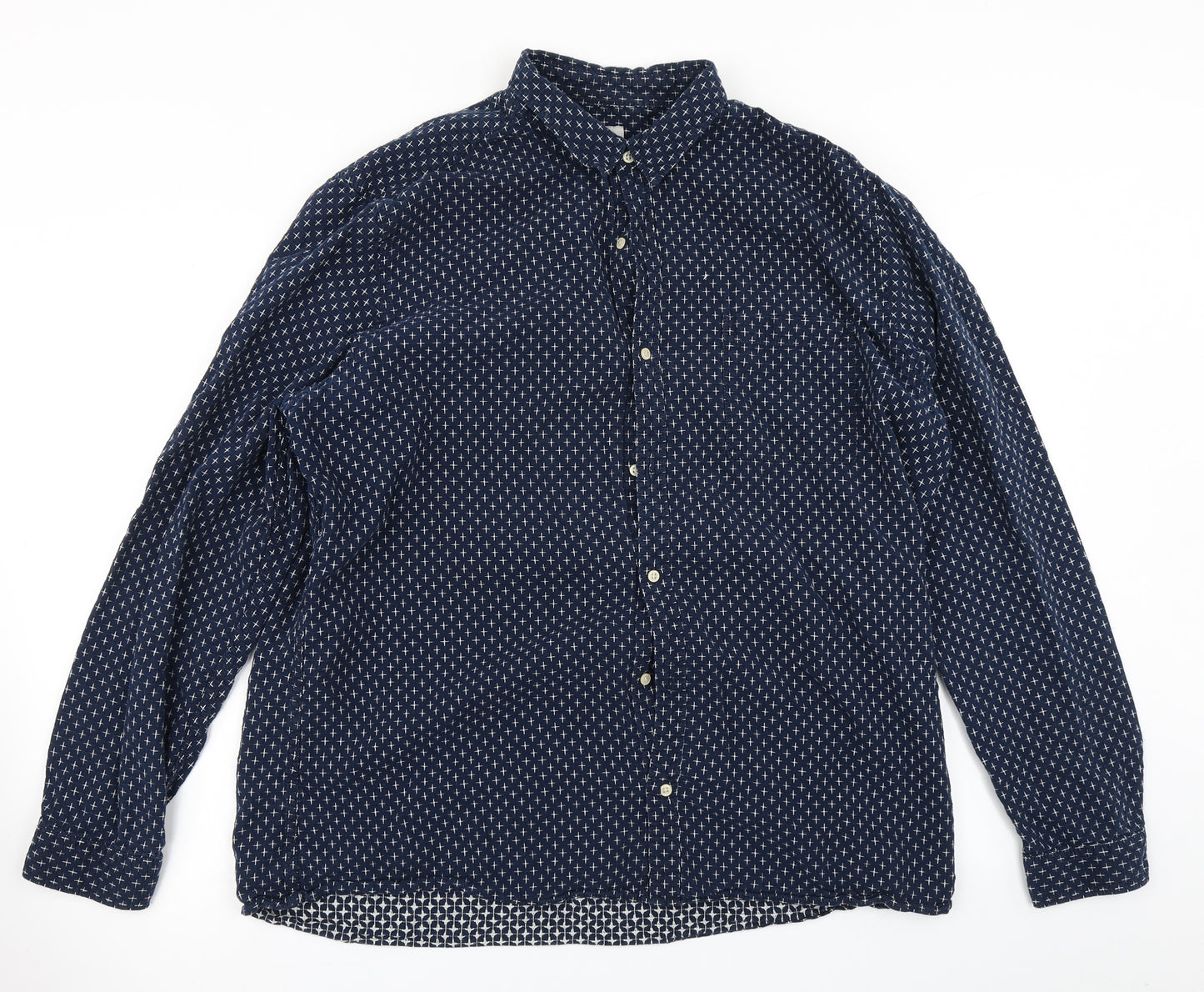 NEXT Mens Blue Check   Button-Up Size 2XL