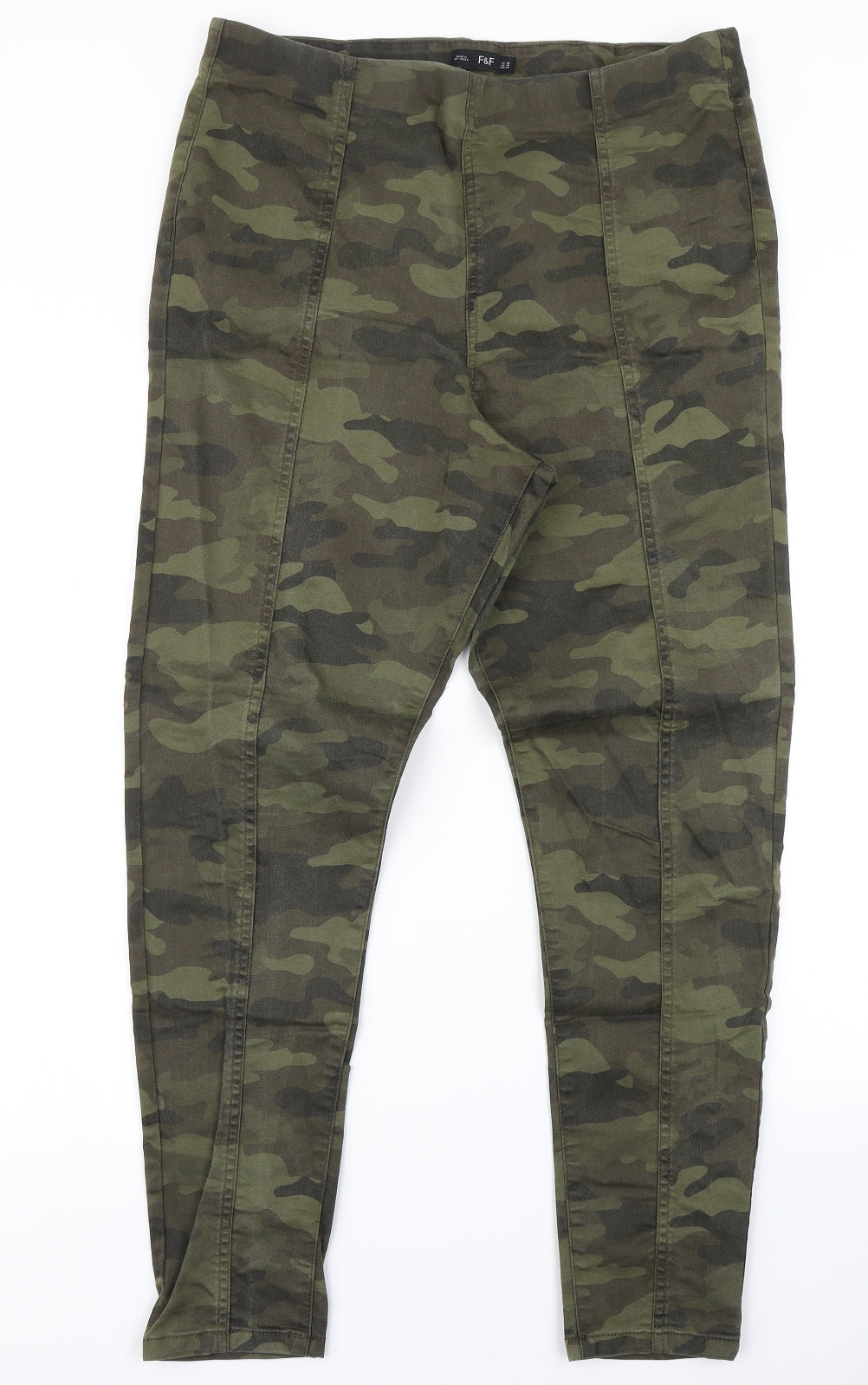 F&F Womens Green Camouflage  Cargo Trousers Size 18 L28 in