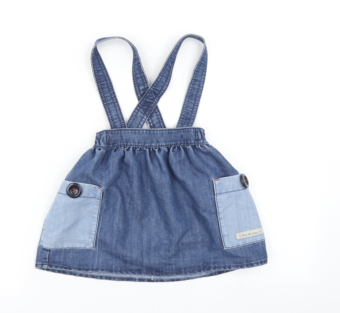 NEXT Girls Blue  Denim Pinafore/Dungaree Dress  Size 2-3 Years