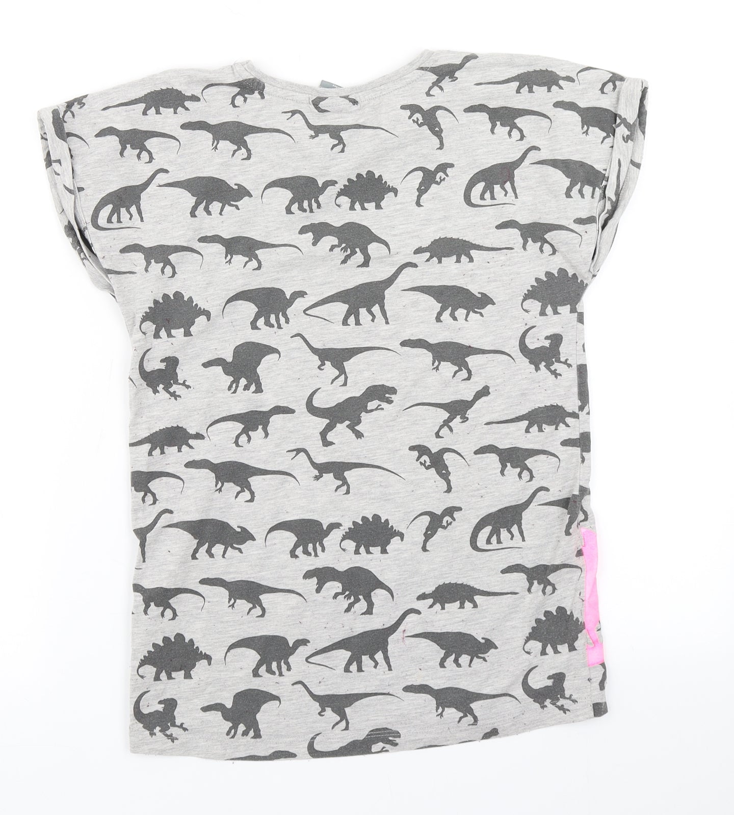 YD Girls Grey   Basic T-Shirt Size 11-12 Years  - Jurassic World Dinosaurs