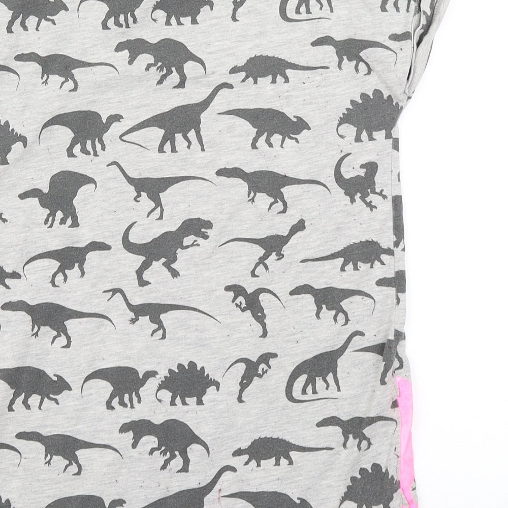 YD Girls Grey   Basic T-Shirt Size 11-12 Years  - Jurassic World Dinosaurs