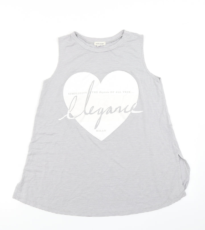 River Island Girls Grey Striped Basic Tank Size 10-11 Years