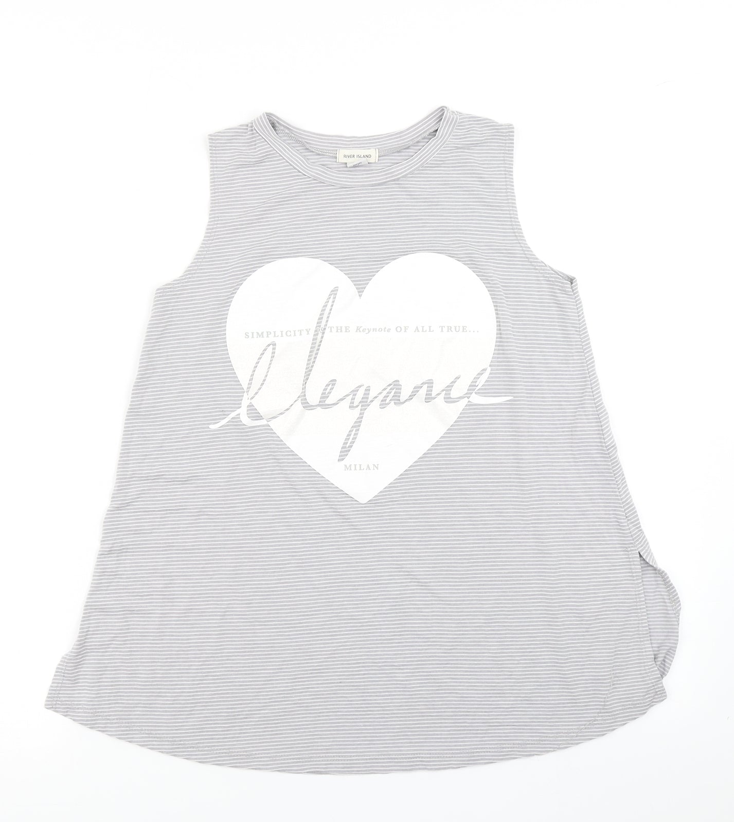 River Island Girls Grey Striped  Basic Tank Size 10-11 Years