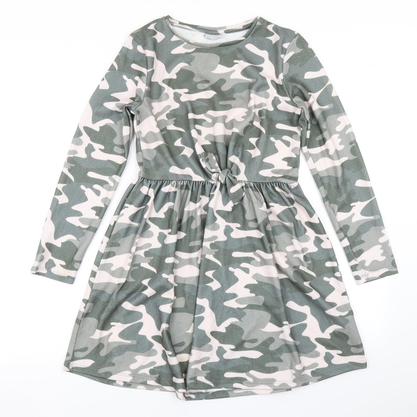 Matalan Girls Green Camouflage  Skater Dress  Size 12 Years