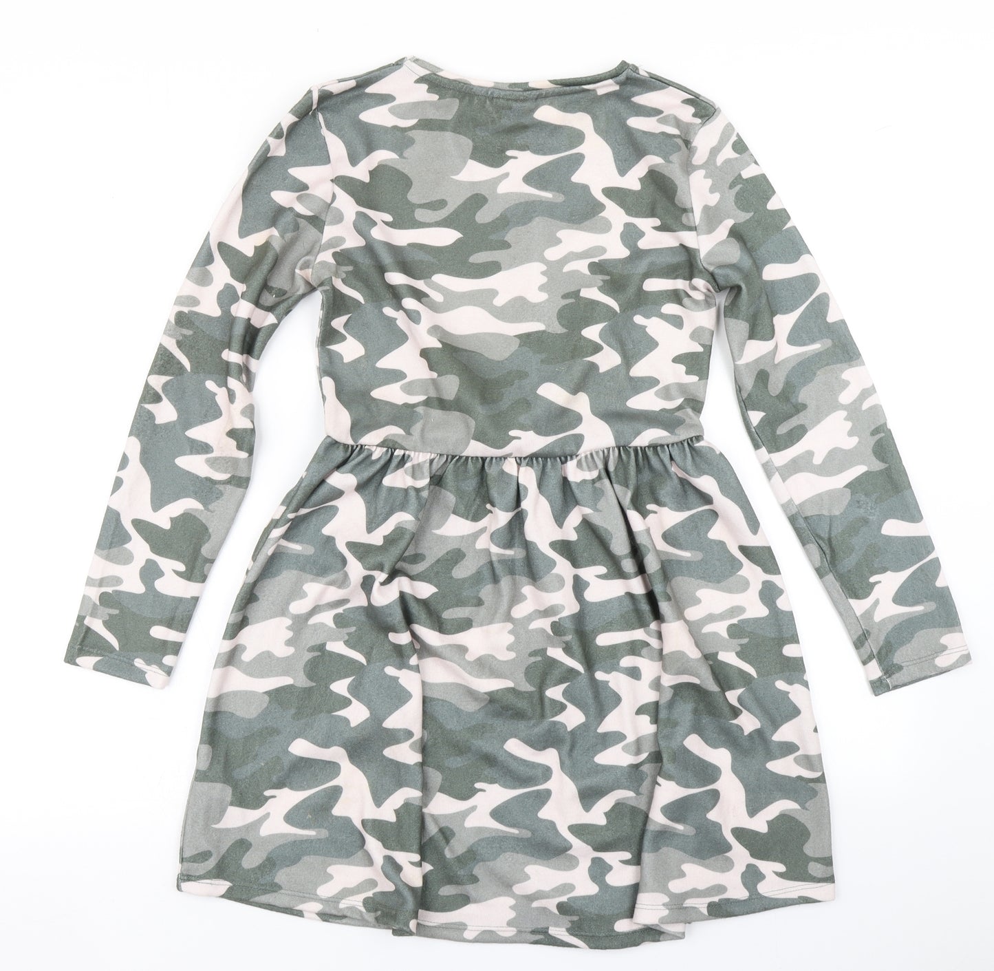Matalan Girls Green Camouflage  Skater Dress  Size 12 Years