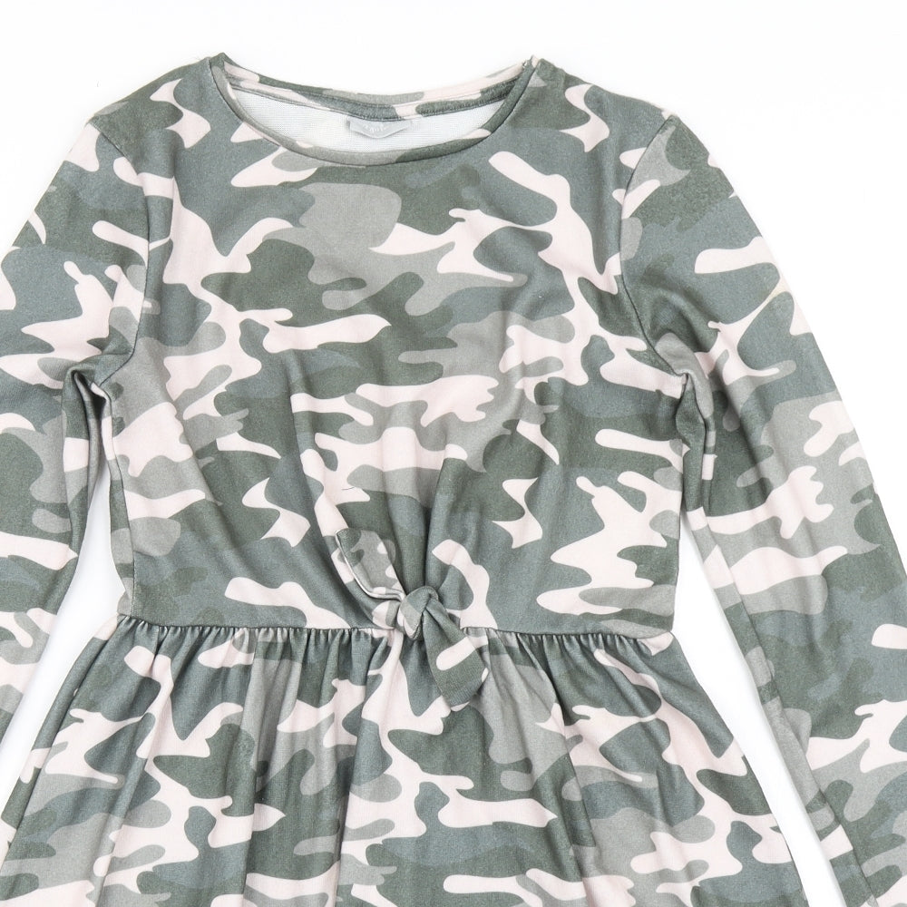 Matalan Girls Green Camouflage  Skater Dress  Size 12 Years