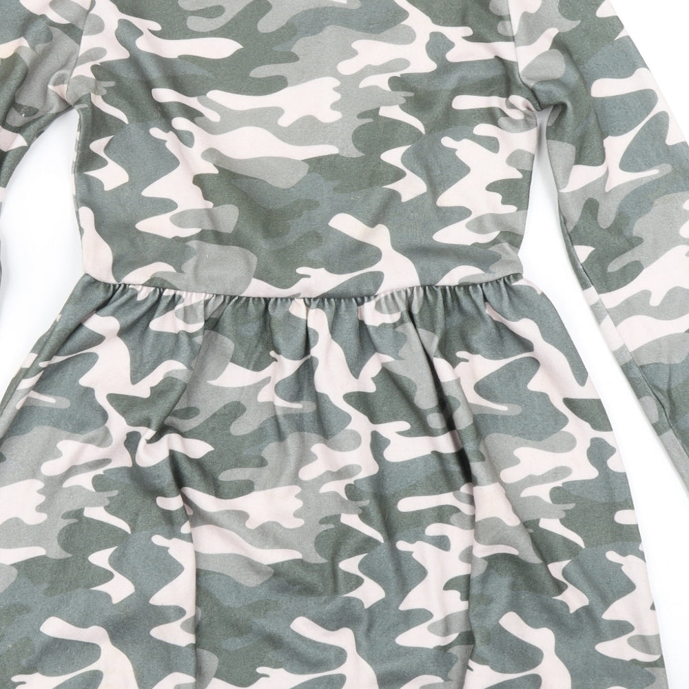 Matalan Girls Green Camouflage  Skater Dress  Size 12 Years