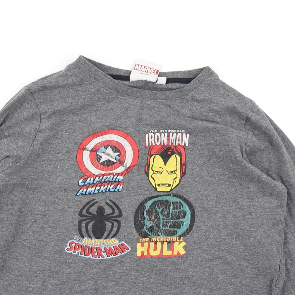 Primark Boys Grey   Basic T-Shirt Size 11-12 Years  - Marvel Superheroes