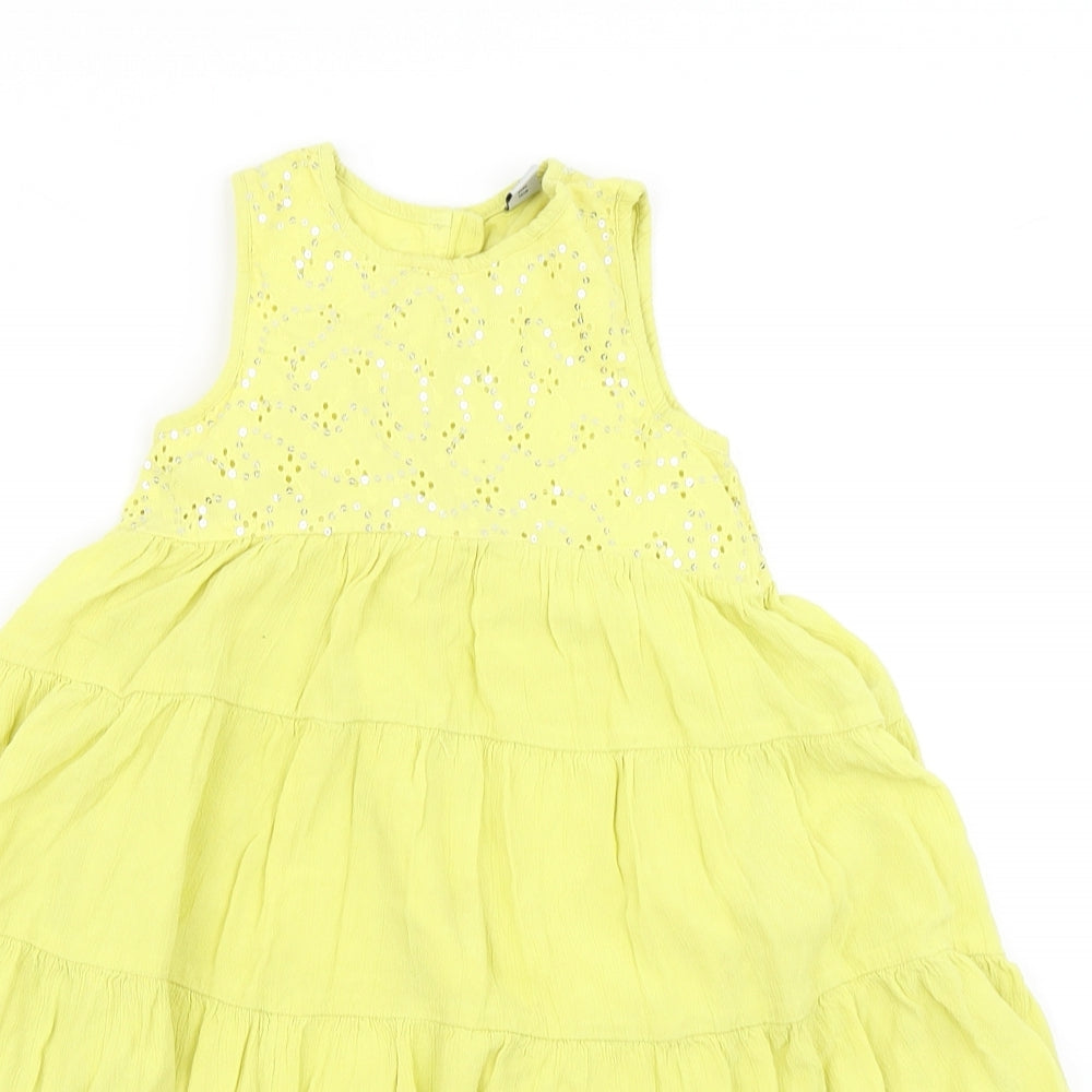 TU Girls Yellow   Skater Dress  Size 3 Years