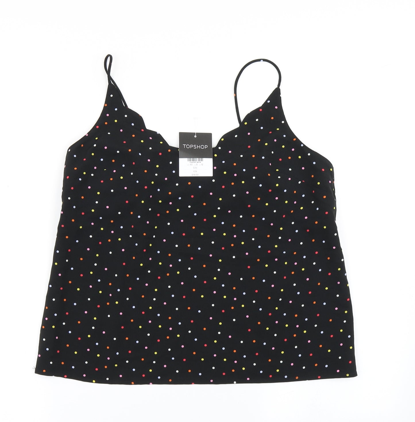 Topshop Womens Black Polka Dot  Camisole Blouse Size 12