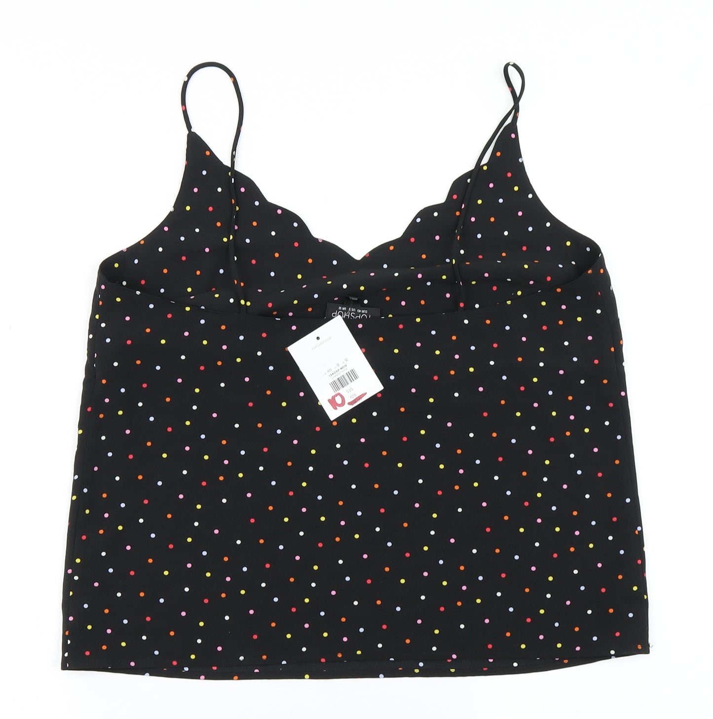 Topshop Womens Black Polka Dot  Camisole Blouse Size 12
