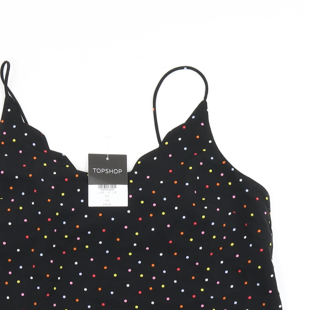 Topshop Womens Black Polka Dot  Camisole Blouse Size 12