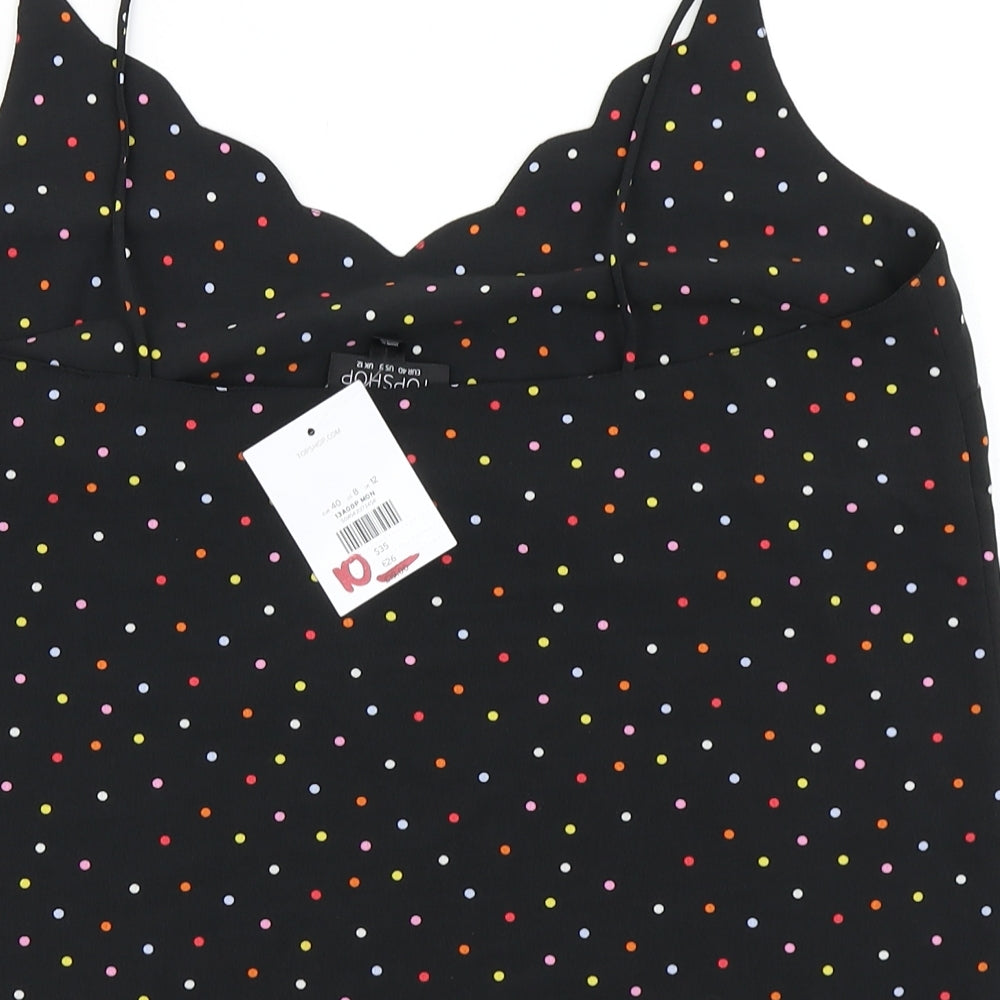 Topshop Womens Black Polka Dot  Camisole Blouse Size 12
