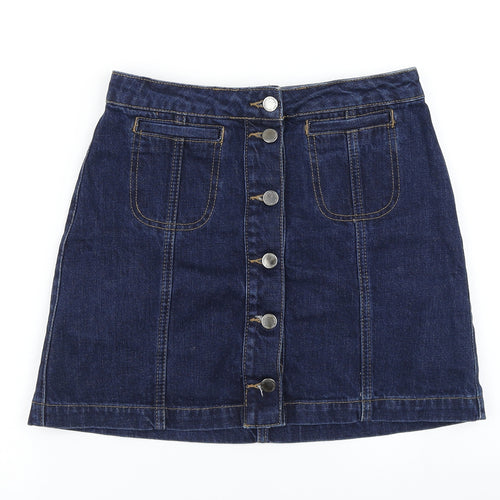 Topshop Womens Blue  Denim A-Line Skirt Size 26 in