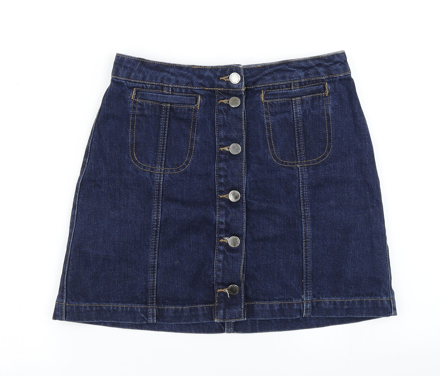 Topshop Womens Blue  Denim A-Line Skirt Size 26 in