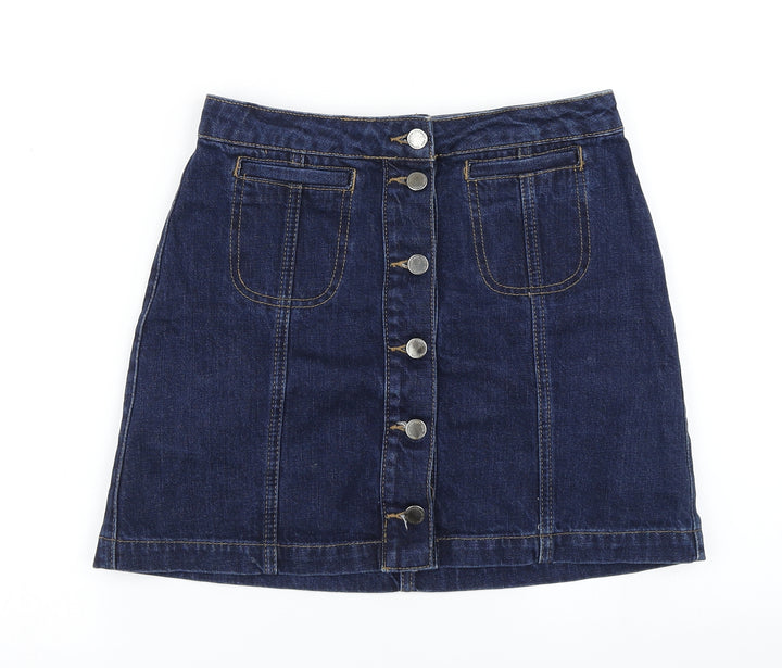 Topshop Womens Blue  Denim A-Line Skirt Size 26 in
