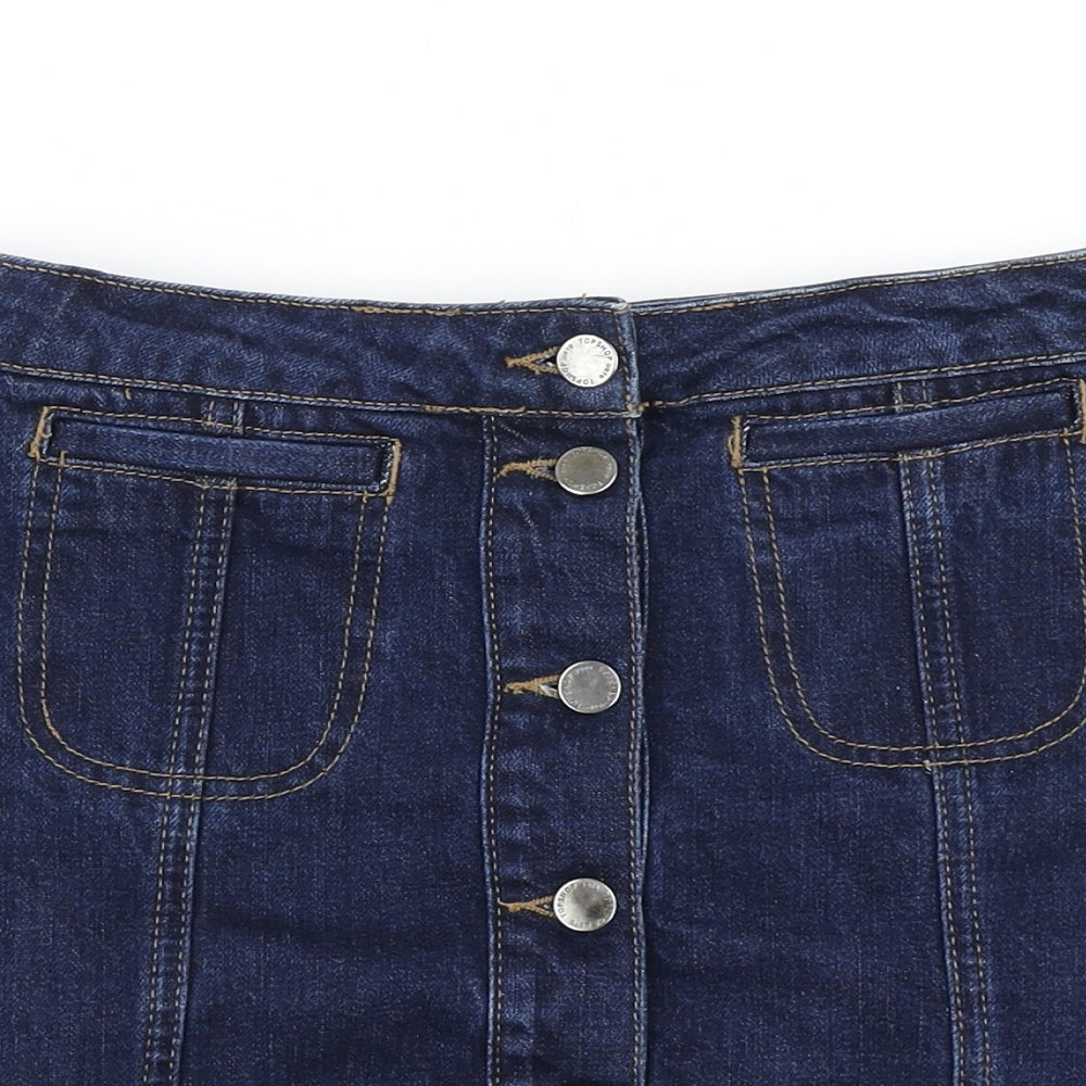 Topshop Womens Blue  Denim A-Line Skirt Size 26 in