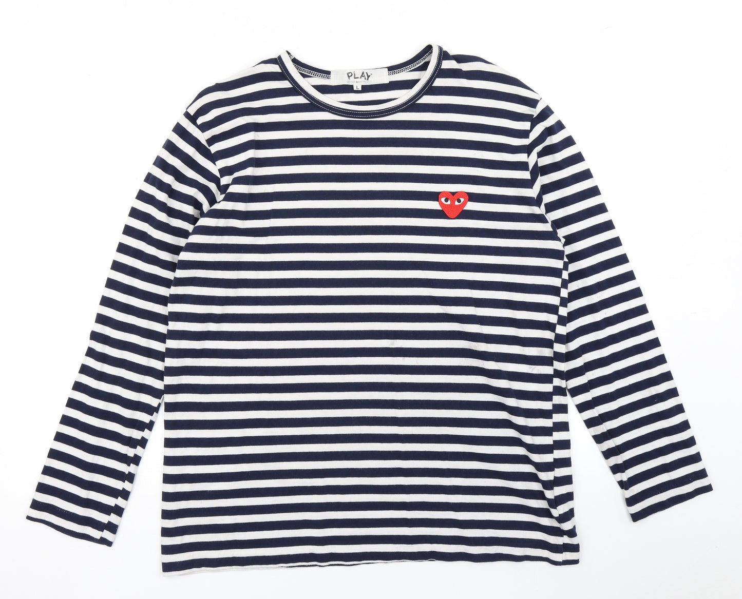 Play Womens Blue Striped  Basic T-Shirt Size L