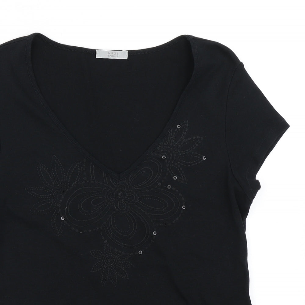 Marks & SPencer Womens Black   Basic T-Shirt Size 14