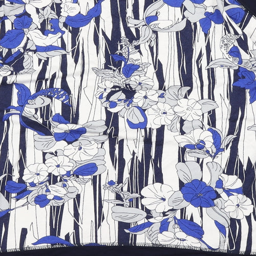 Roman Womens Blue Floral  Basic T-Shirt Size 12