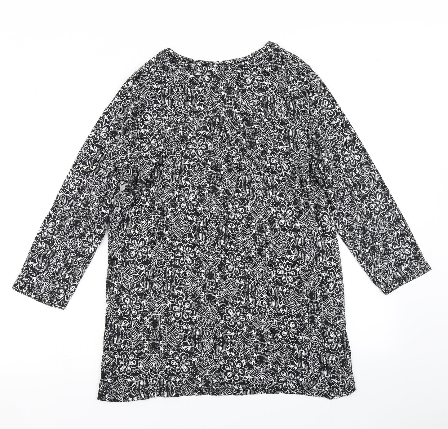 TU Womens Black Floral  Basic T-Shirt Size 12