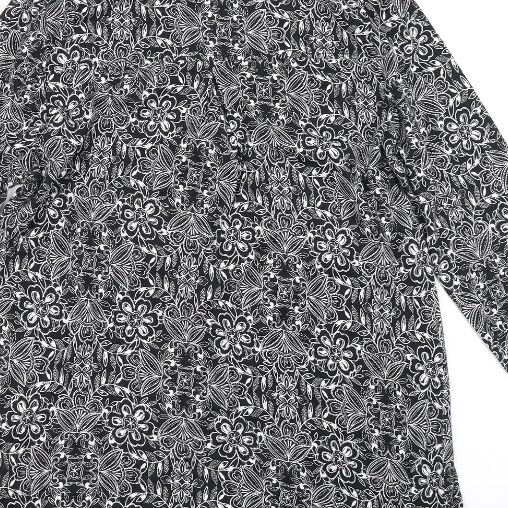 TU Womens Black Floral  Basic T-Shirt Size 12