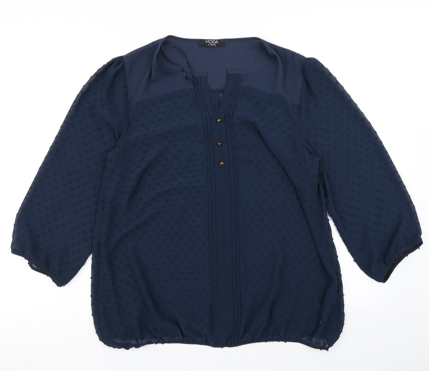 George Womens Blue Polka Dot  Basic Blouse Size 14