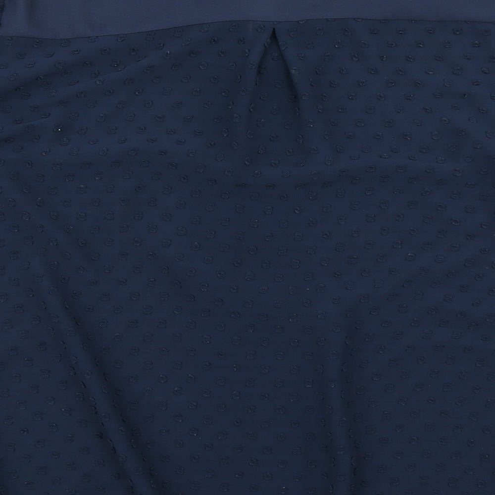 George Womens Blue Polka Dot  Basic Blouse Size 14