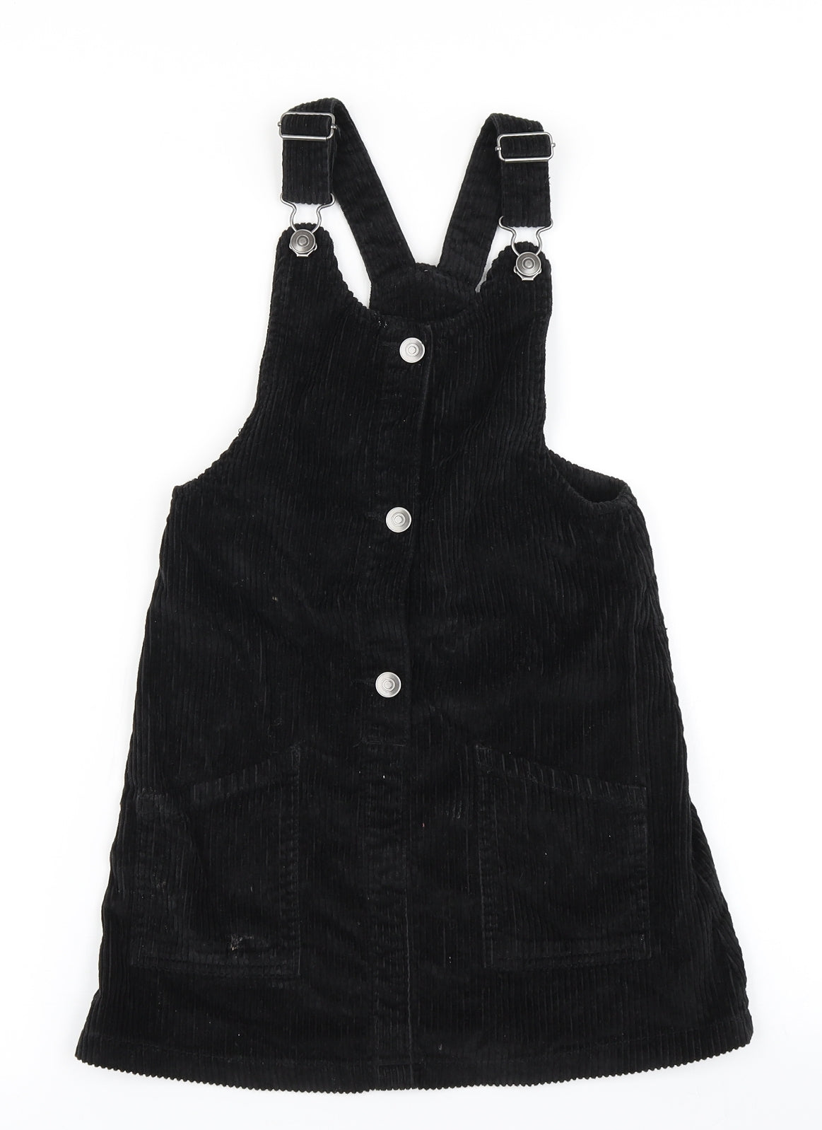 F&F Girls Black  Corduroy Pinafore/Dungaree Dress  Size 7-8 Years