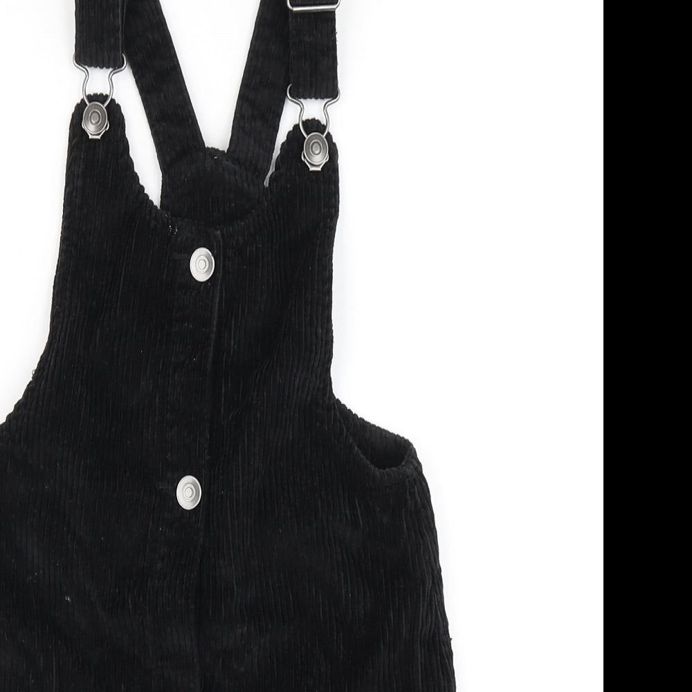 F&F Girls Black  Corduroy Pinafore/Dungaree Dress  Size 7-8 Years